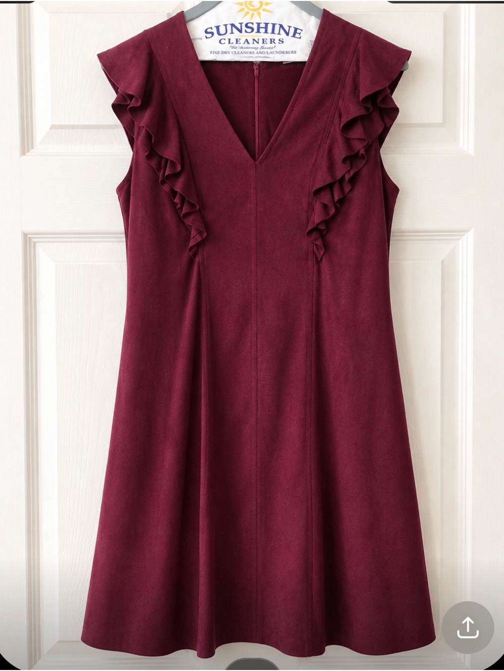 Jade Burgundy Ruffle V-Neck Mini Dress